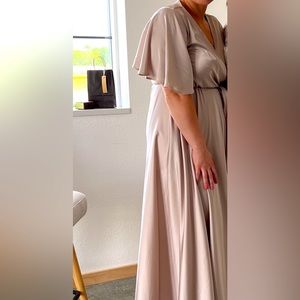 Champagne Satin Wrap Dress